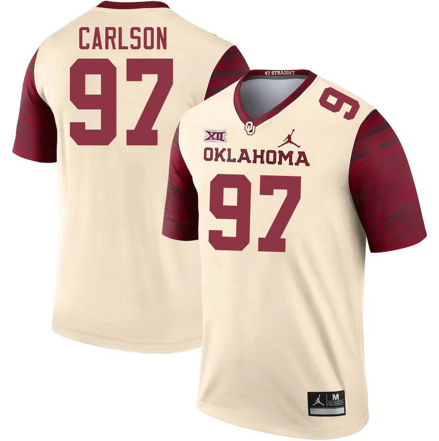 Oklahoma Sooners #97 Kyle Carlson College Football Jerseys Stitched Sale-Cream